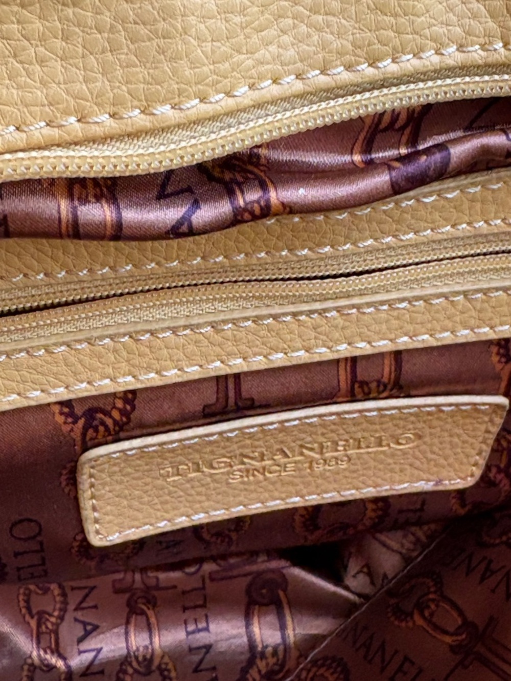 Tignanello Butter Yellow Pebble Leather Triple Entry Shoulder Bag - Picture 6 of 13